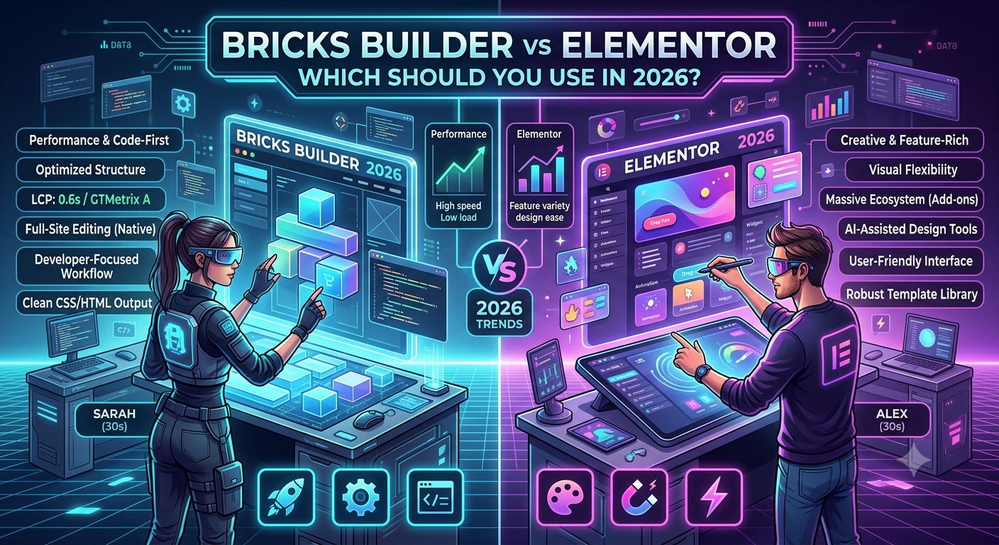 Bricks Builder vs Elementor comparison for WordPress in 2026