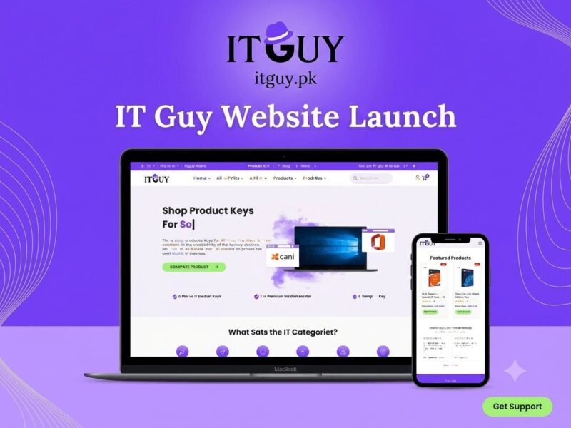IT Guy storefront selling software licences, with a multi-level mega menu and instant delivery