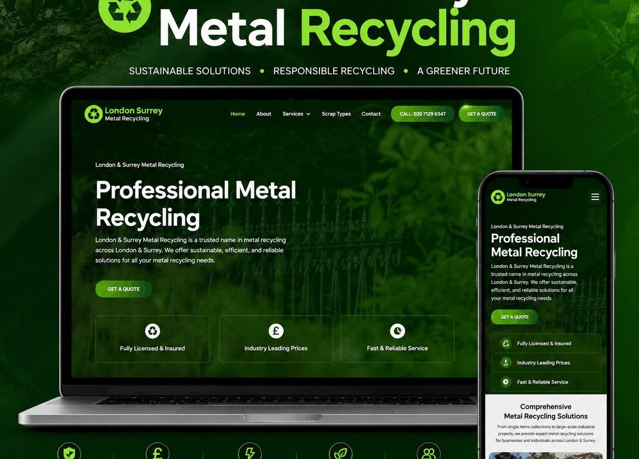 London Surrey Metal Recycling site, with scrap grades, live pricing and a quote request form