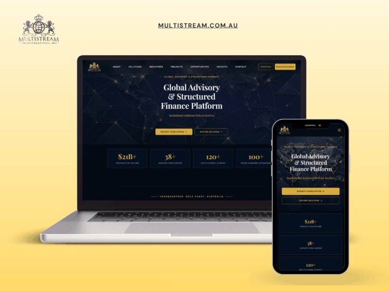 Multistream International site for a structured finance advisory based on the Gold Coast